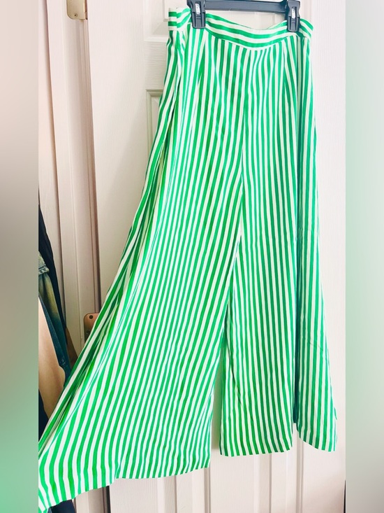 Anthropologie Pants - Anthropologie Green and White Striped Wide Leg Pants